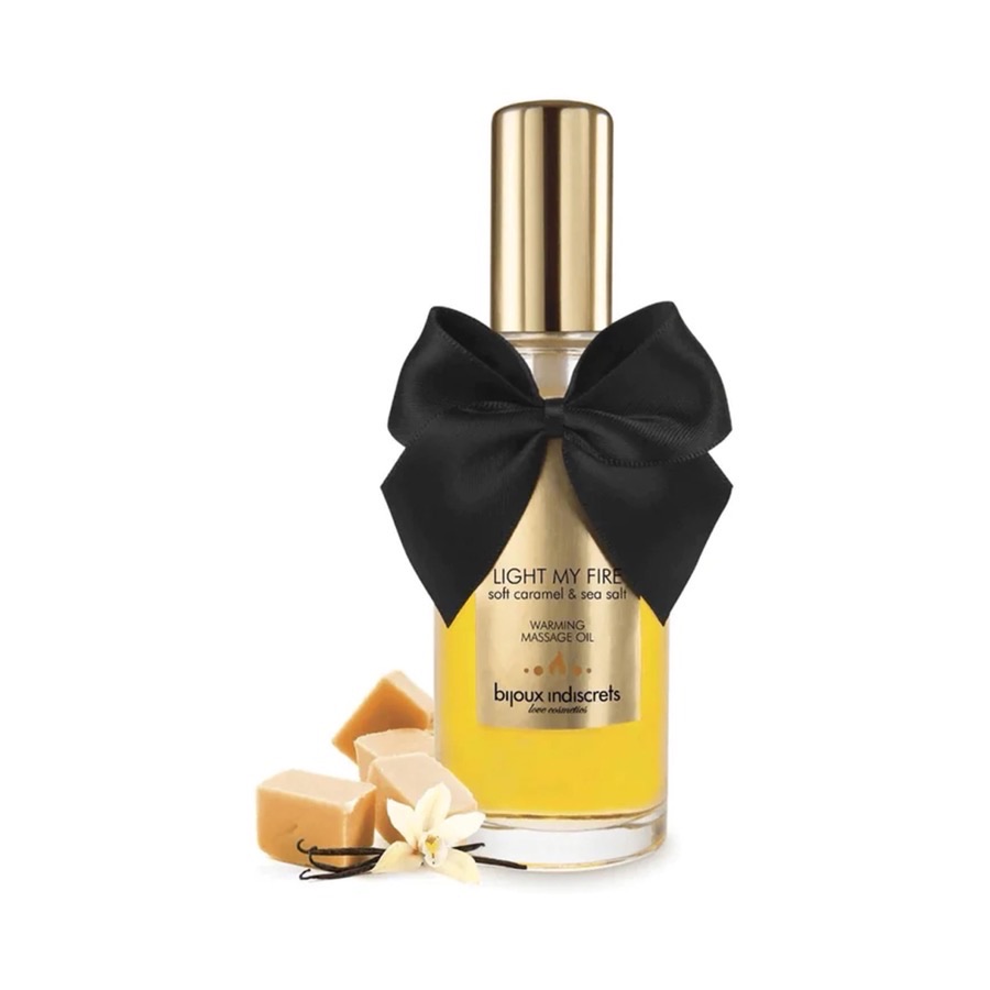 Bijoux indiscrets Light My Fire Caramel Sea Salt Warming Massage Oil 100ml — produktbild