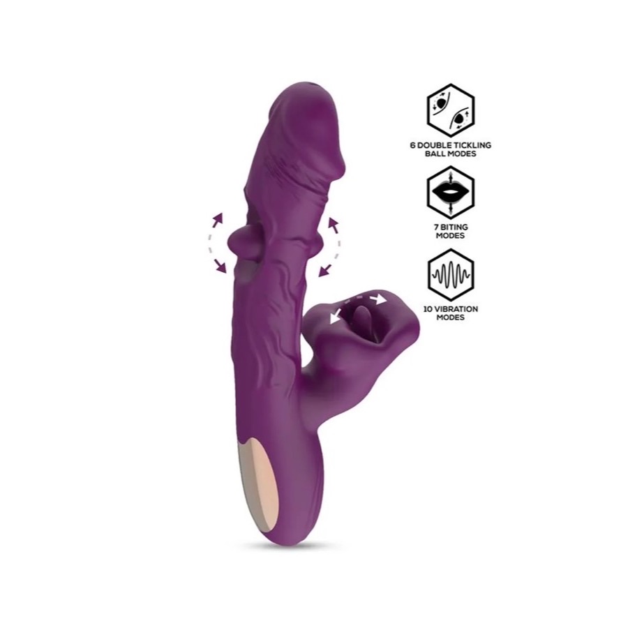 IntoYou Bella 3 Motors Double Tickling Ball & Biting Rabbitvibrator med roterande tunga —