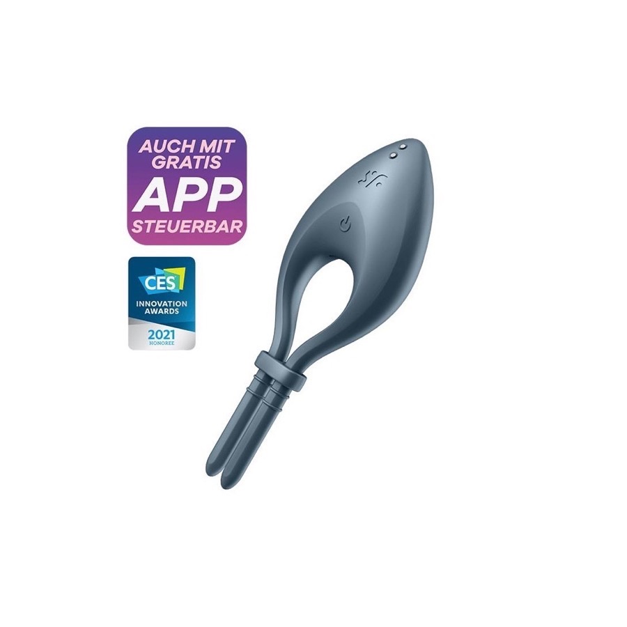 Satisfyer Bullseye: appstyrd penisring i grå silikon