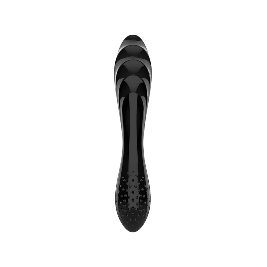 Satisfyer Dazzling Crystal: böjd dildo i svart glas