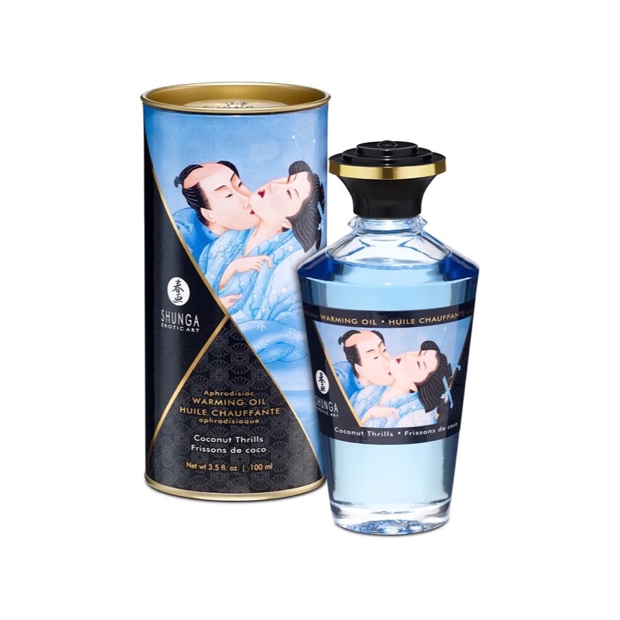 Shunga Erotic Art Aphrodisiac Warming Oil Coconut Thrills 100 ml Massageolja Kokos — produ