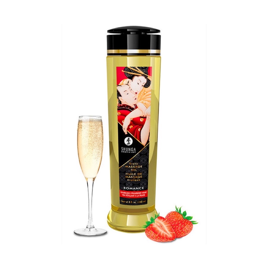 Shunga Erotic Art Shunga Massage Oil Romance Sparkling Strawberry Wine 240ml Massageolja J
