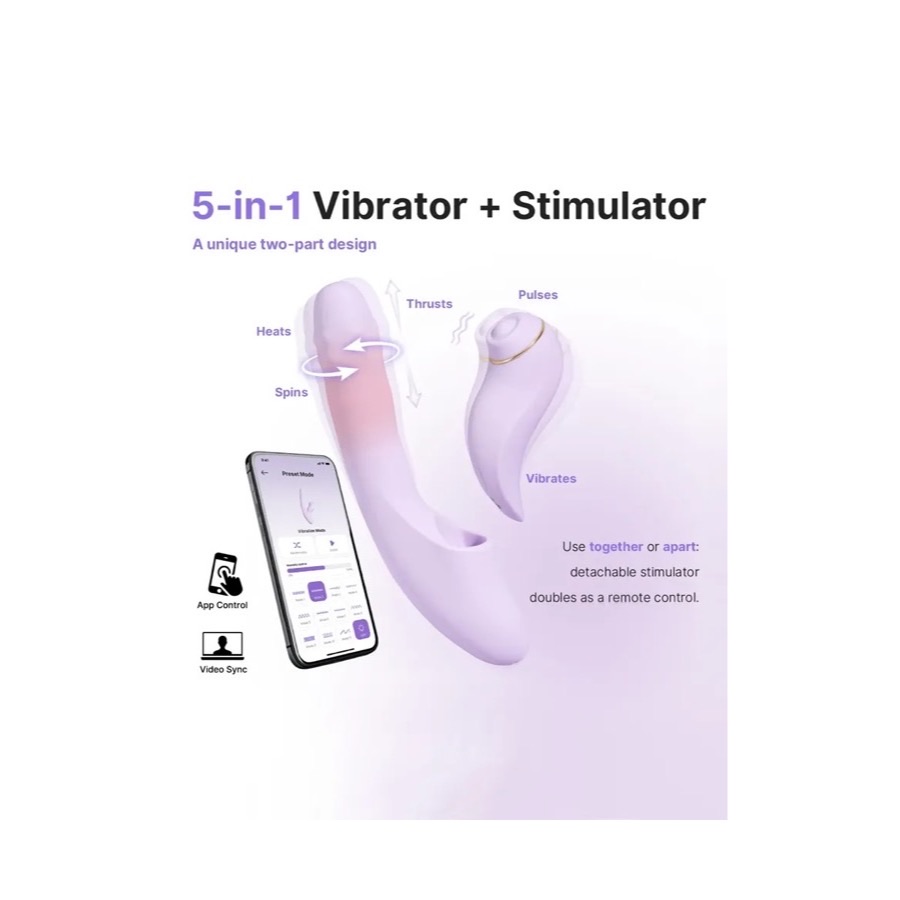 Svakom Duo Glow Thrusting Beaded Vibrator With App Rabbitvibrator med värme — produktbild